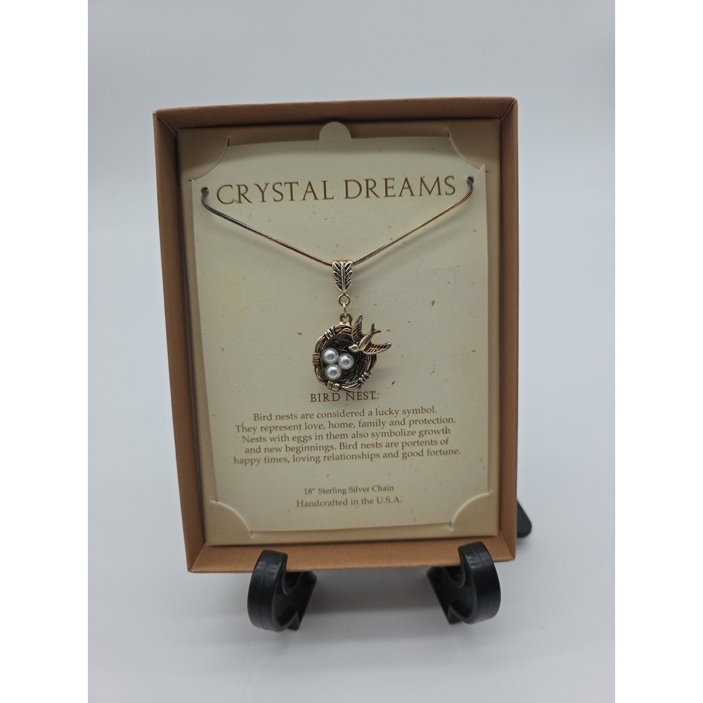 New Stone Circle Crystal‎ Dreams Bird Nest Charm Sterling Silver Necklace